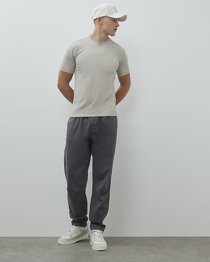 River Island Beige Muscle Fit T-Shirt