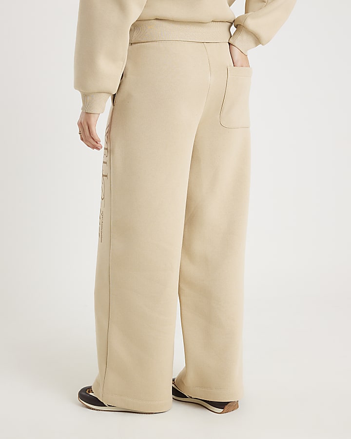 River Island Beige NYC Wide Leg Joggers