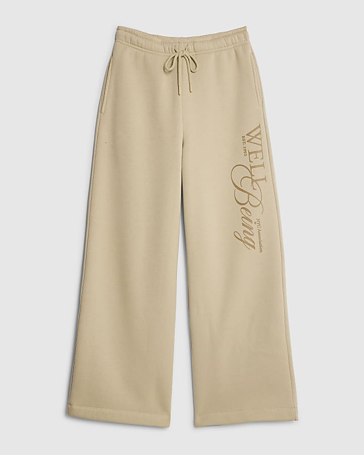 river island Beige NYC Wide Leg Joggers