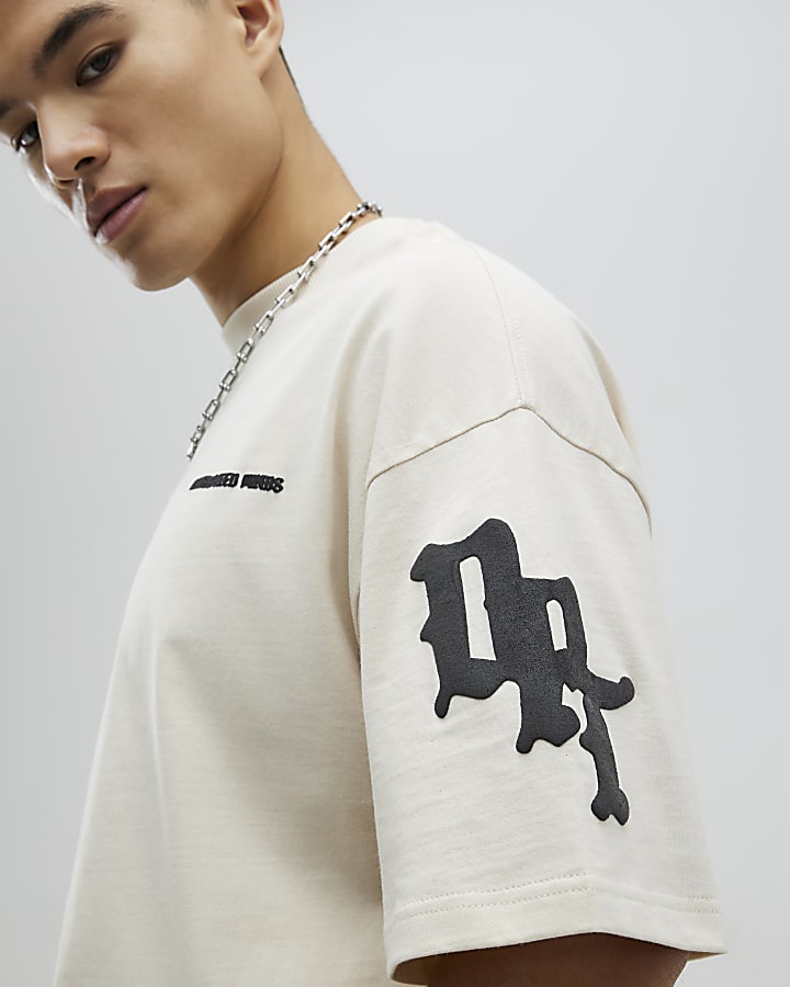 River Island Beige Oversized Fit Dept Inc T-Shirt
