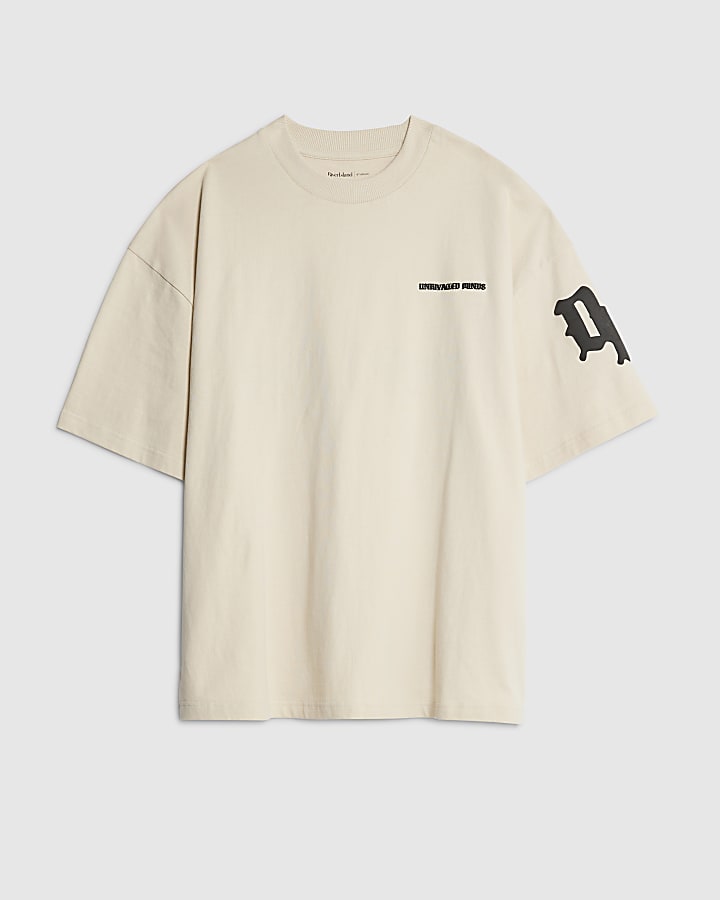 river island Beige Oversized Fit Dept Inc T-Shirt