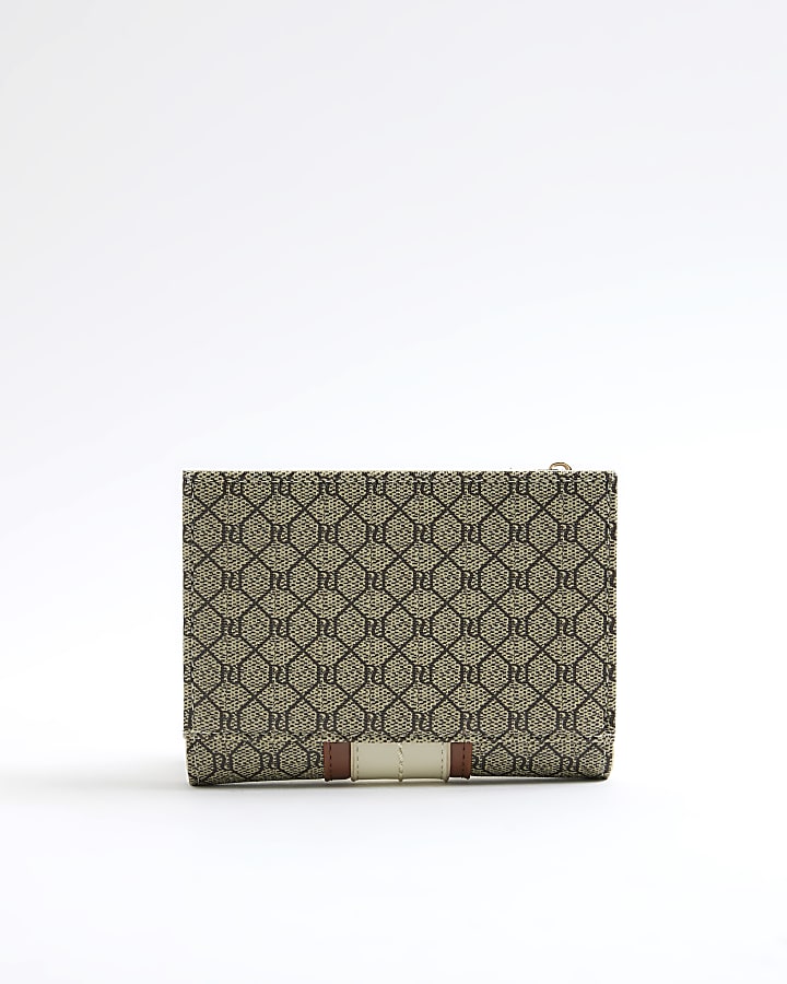 River Island Beige Panelled Monogram Purse