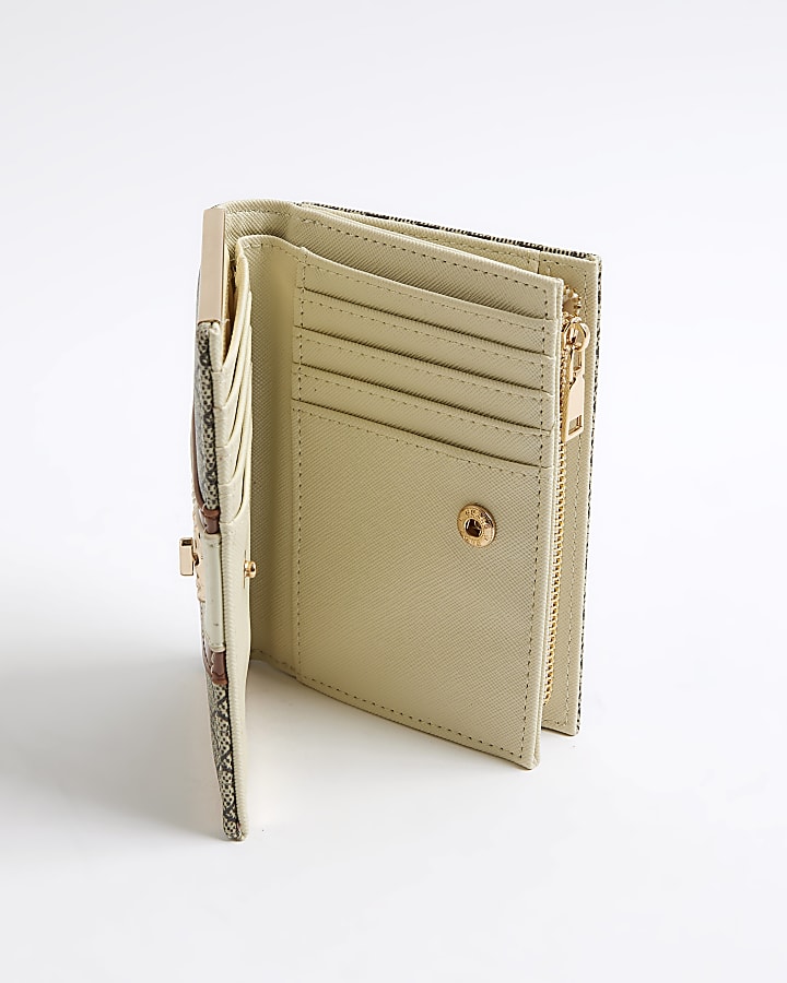 River Island Beige Panelled Monogram Purse