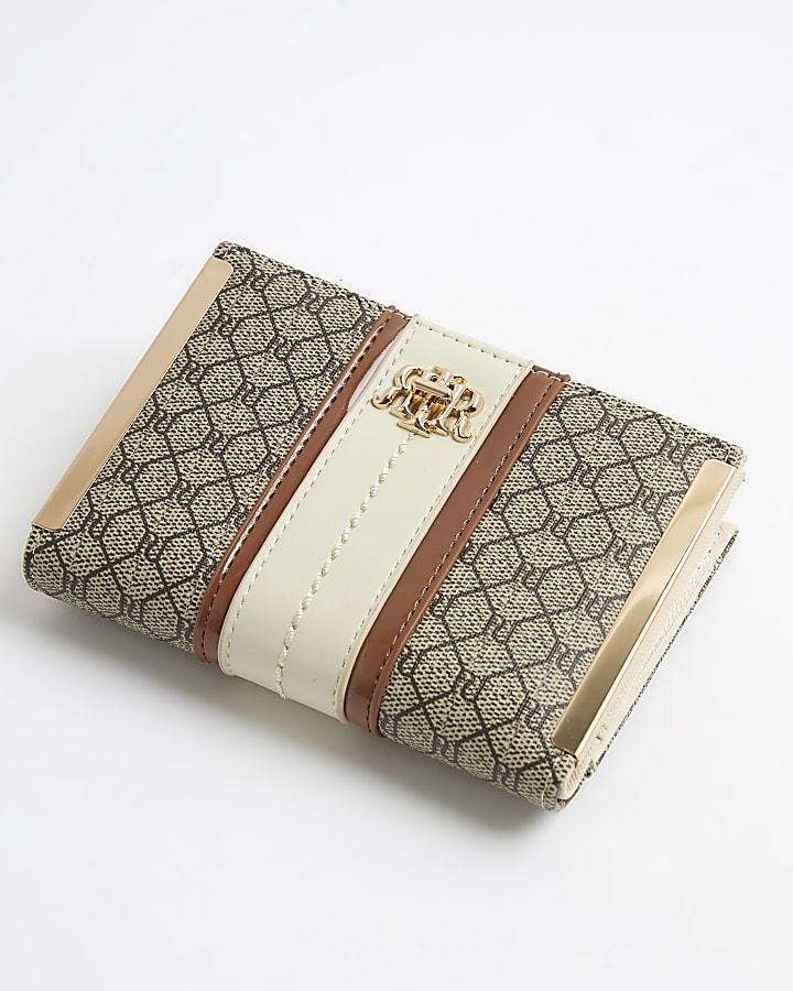 river island Beige Panelled Monogram Purse