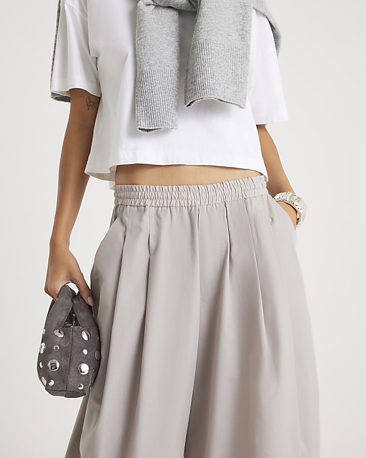 River Island Beige Poplin Barrel Leg Trousers