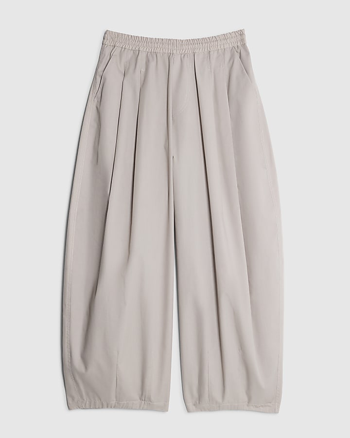 river island Beige Poplin Barrel Leg Trousers