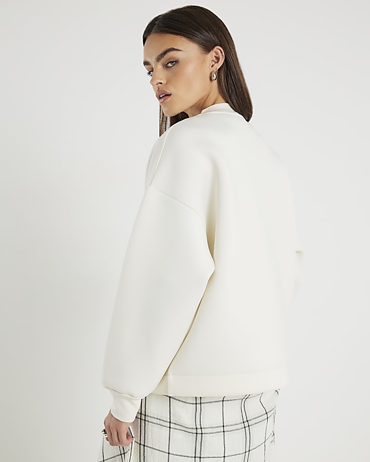 River Island Beige Premium Long Sleeve Zip Jacket