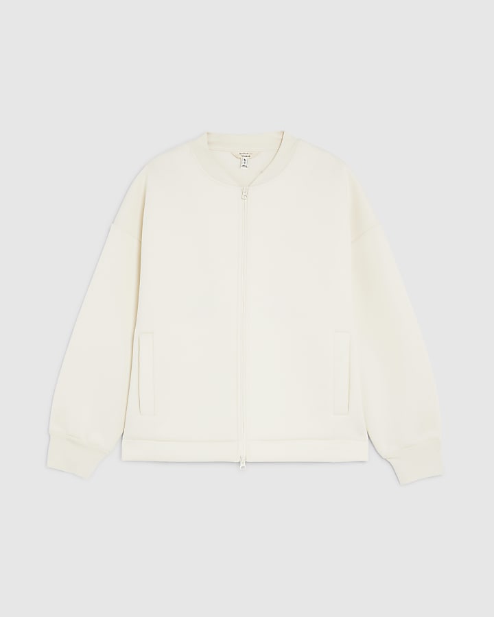river island Beige Premium Long Sleeve Zip Jacket