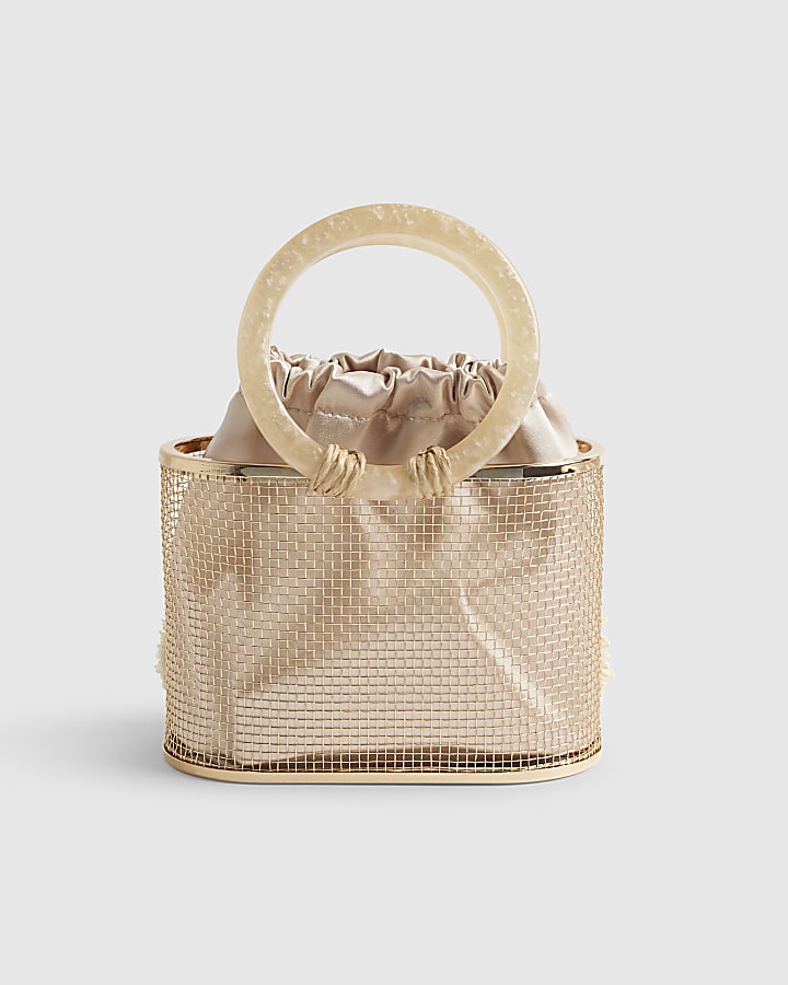 River Island Beige Raffia Flower Basket Bag