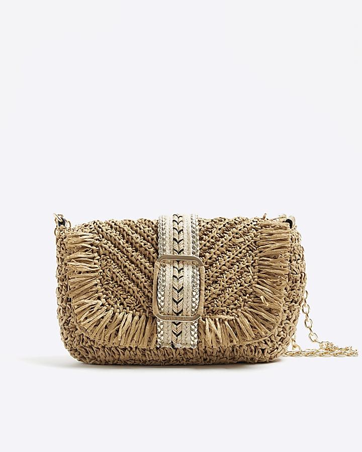 River Island Beige Raffia Shoulder Bag