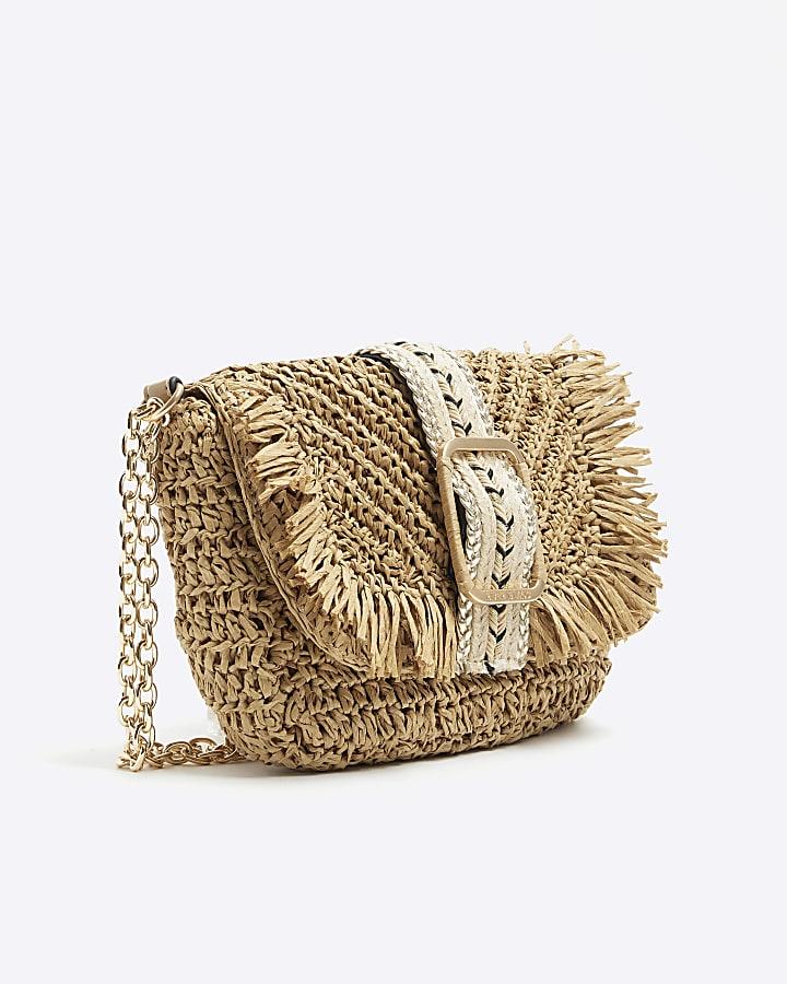 River Island Beige Raffia Shoulder Bag