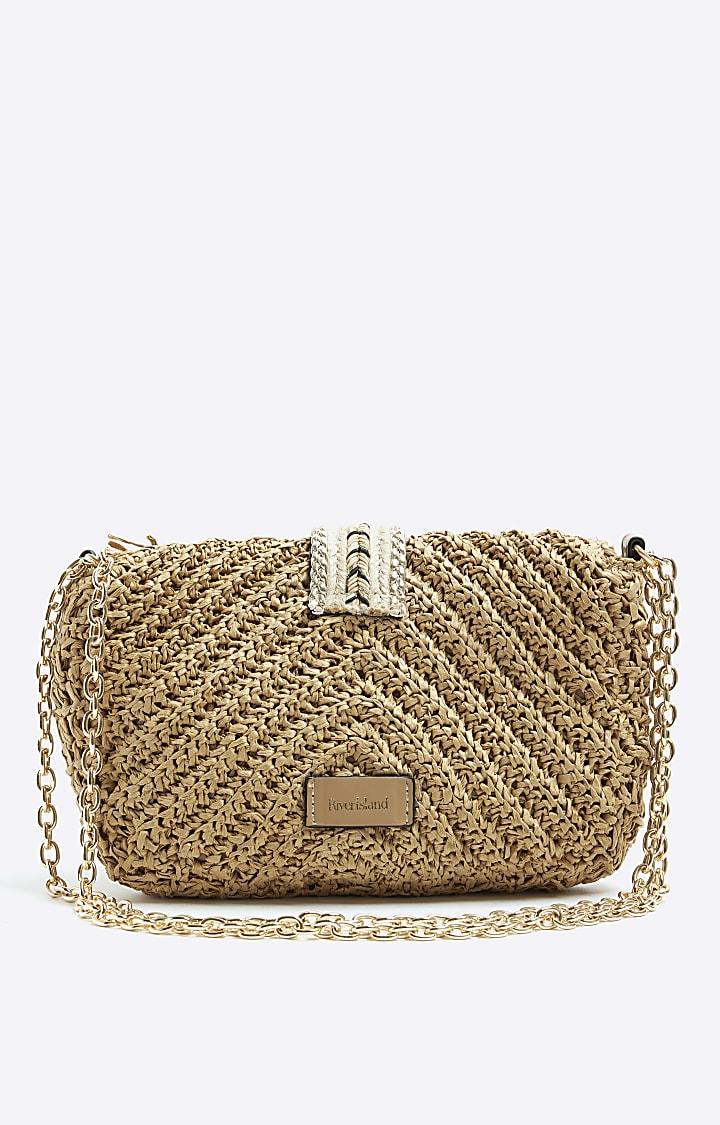River Island Beige Raffia Shoulder Bag