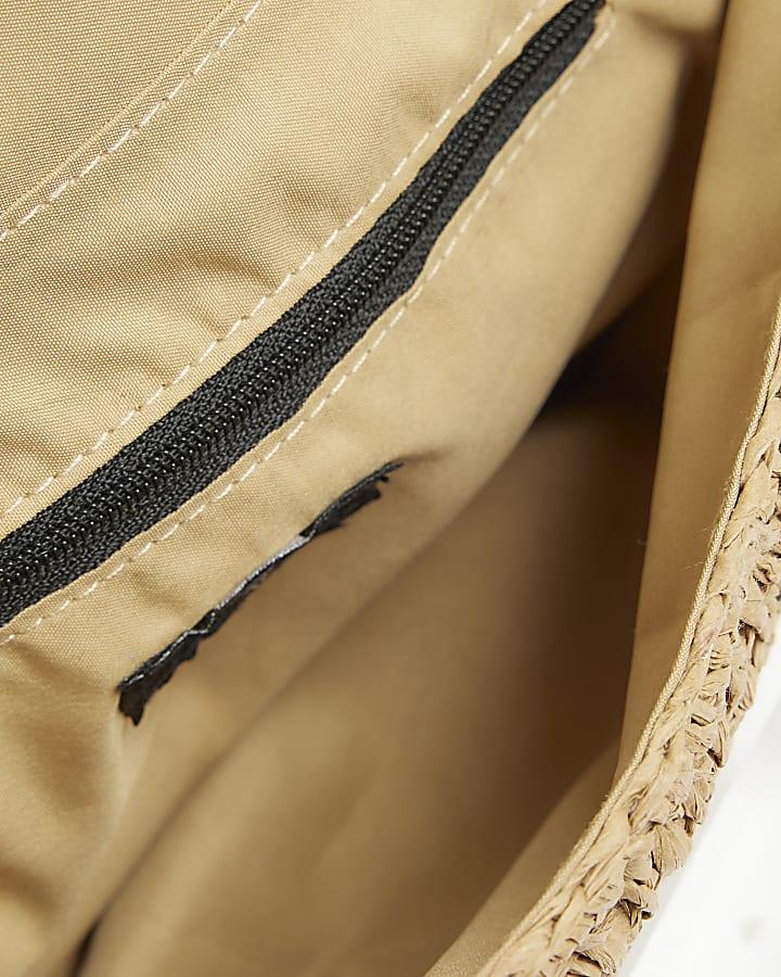 river island Beige raffia shoulder bag
