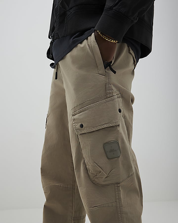 River Island Beige Regular Fit Cargo Trousers