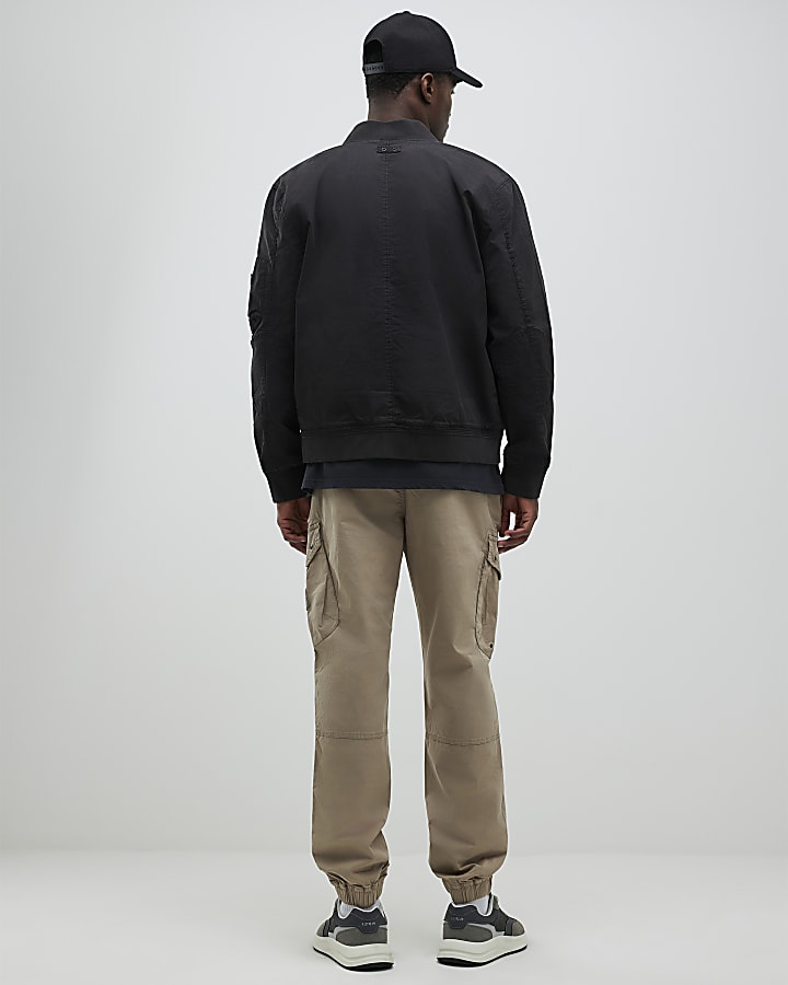 River Island Beige Regular Fit Cargo Trousers