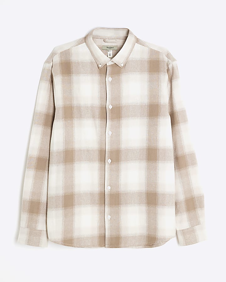 river island Beige Regular Fit Check Shirt