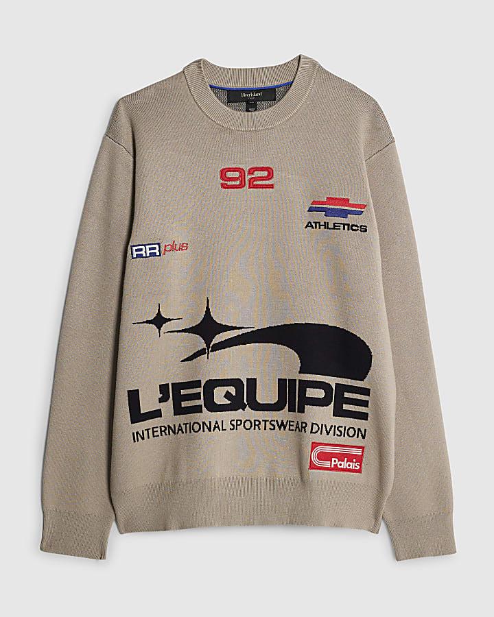 river island Beige Regular Fit Motorsport Jumper