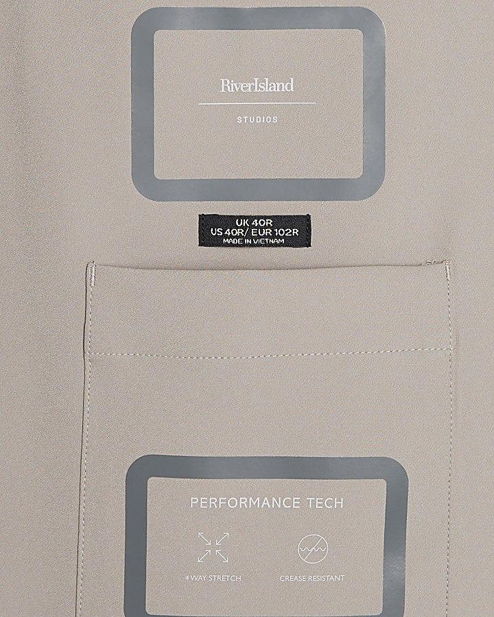 River Island Beige Skinny Fit Suit Jacket
