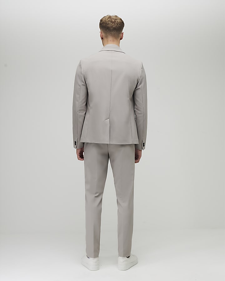 River Island Beige Skinny Fit Suit Trousers