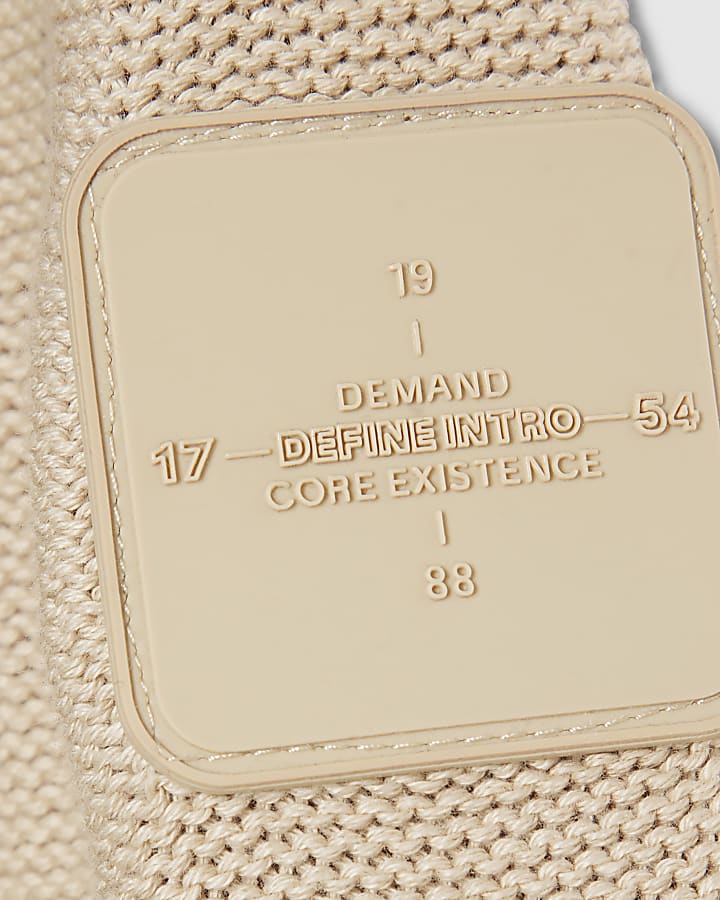 River Island Beige Slim Fit Badged Jumper