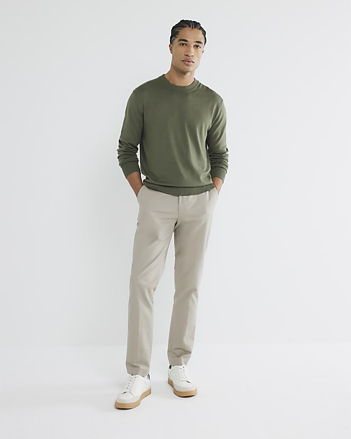 River Island Beige Slim Fit Chino Trousers