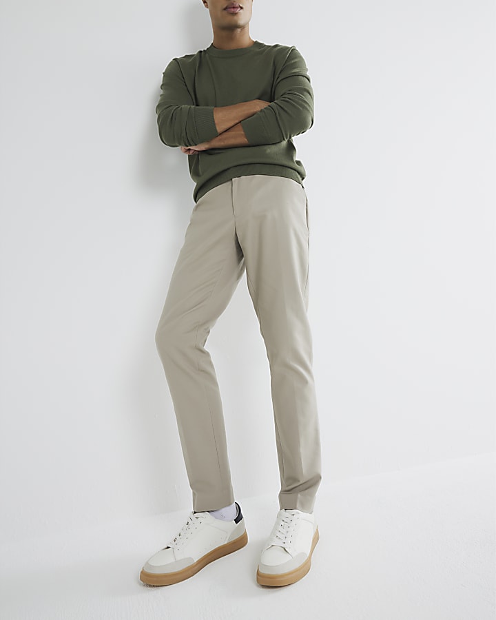 River Island Beige Slim Fit Chino Trousers