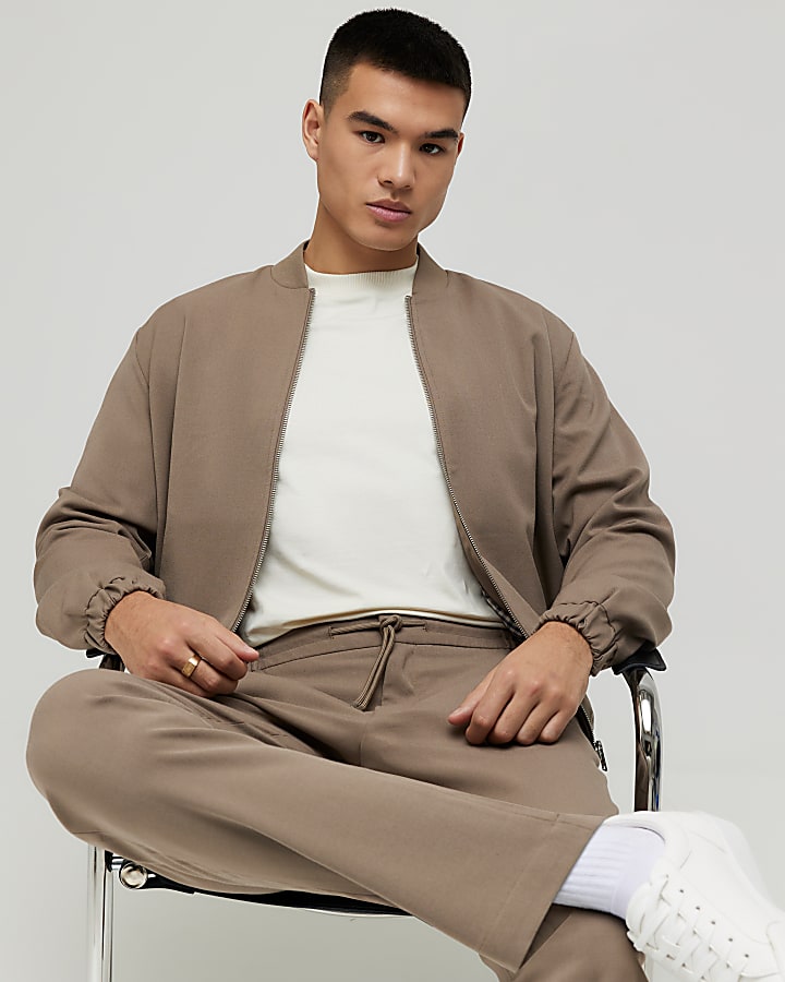River Island Beige Slim Fit Joggers