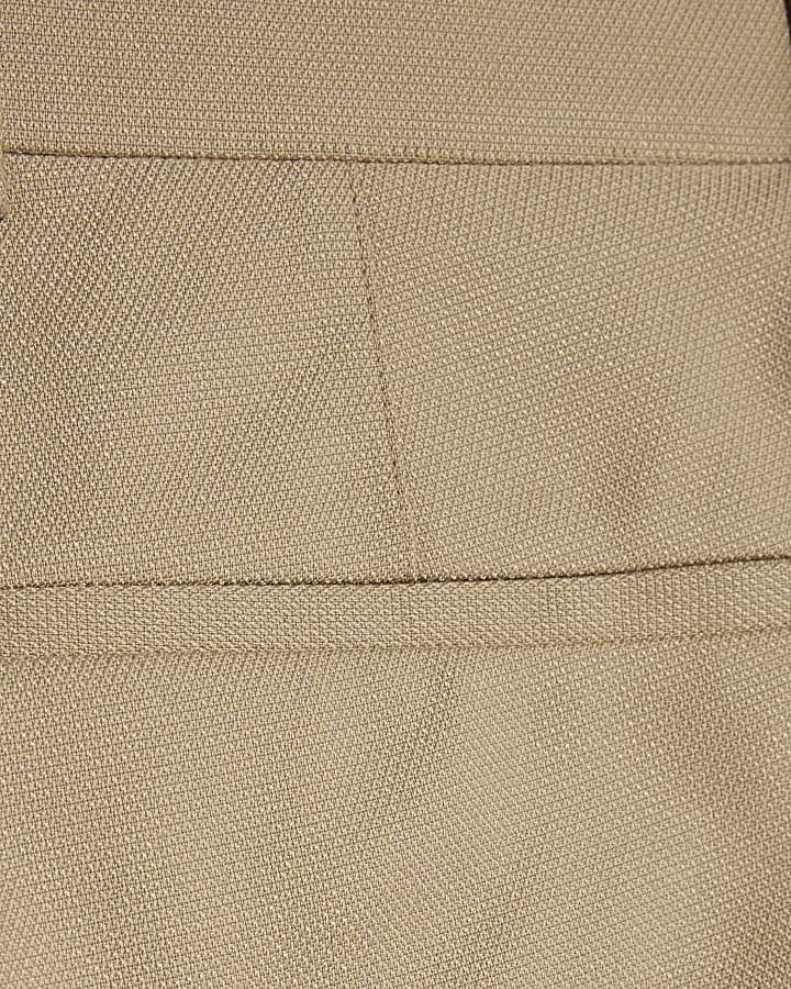 river island Beige Slim Fit Texture Suit Trousers