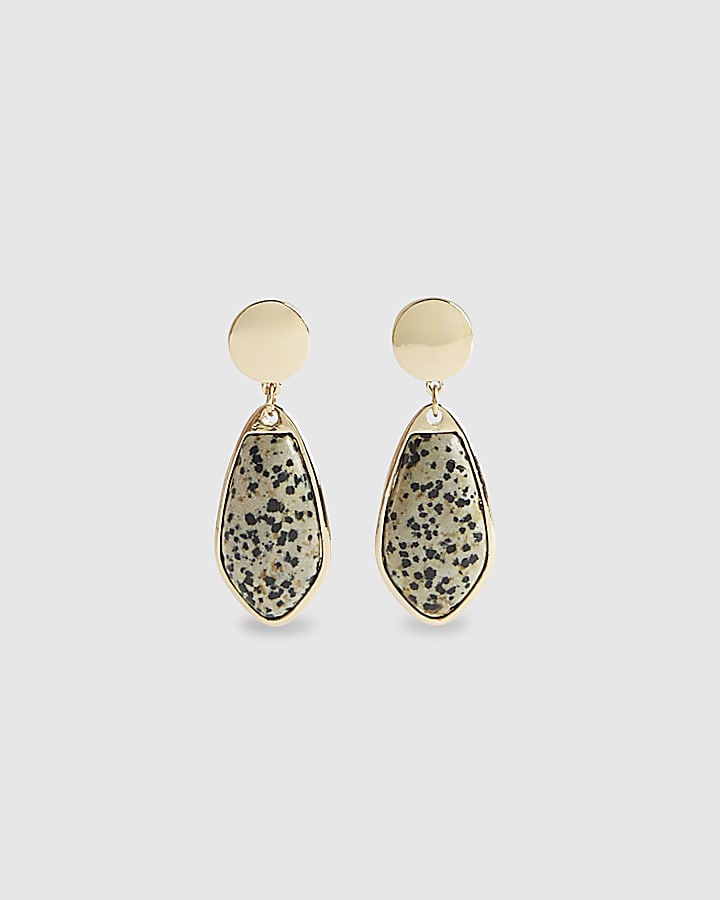 River Island Beige Spot Print Drop Earrings