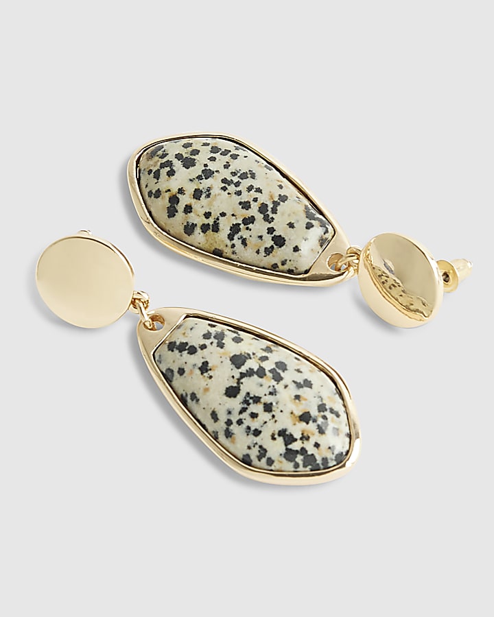 river island Beige spot print drop earrings