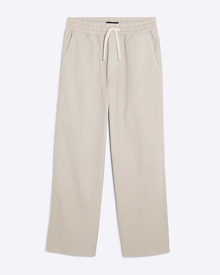river island Beige Straight Fit Pull On Trousers