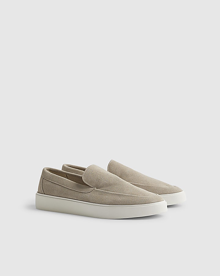 River Island Beige Suede Loafers