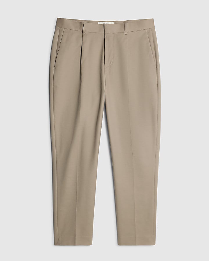 river island Beige Tapered Fit Chino Trousers