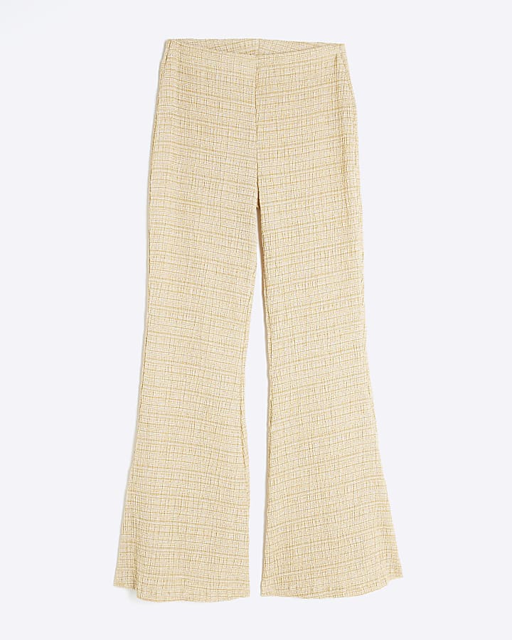 river island Beige Textured Wide Leg Trousers