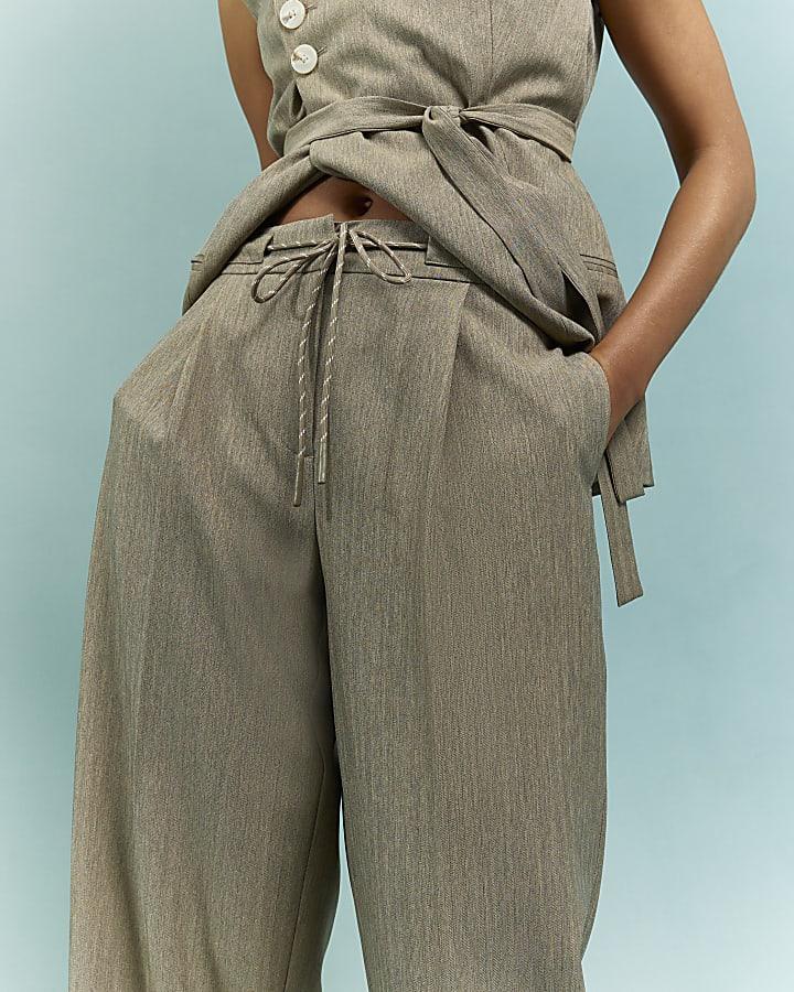 River Island Beige Tie Detail Trousers
