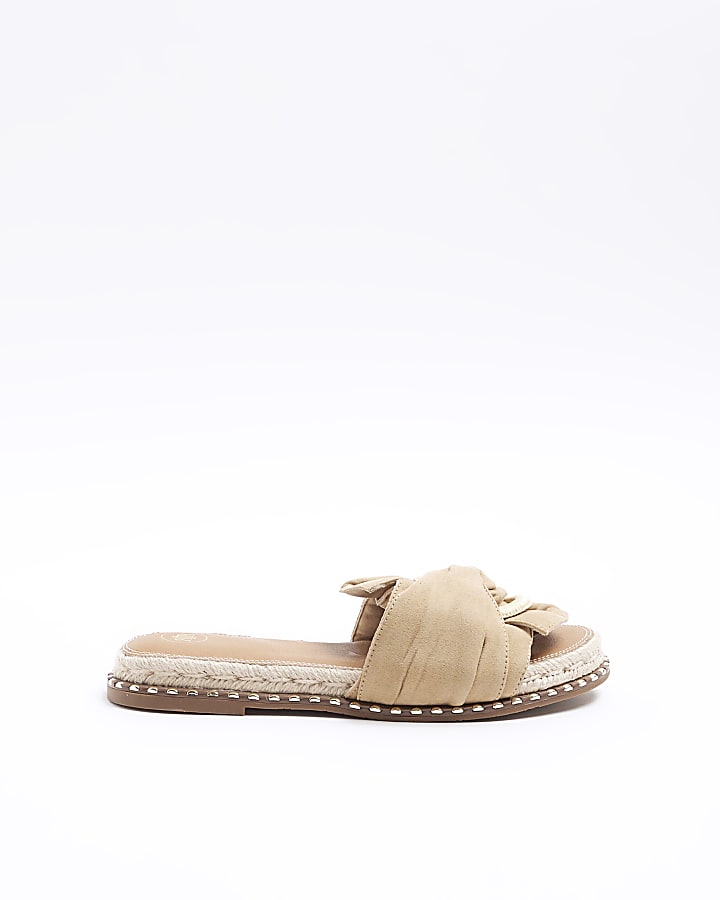 River Island Beige Twisted Flat Sandals