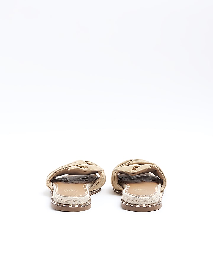 River Island Beige Twisted Flat Sandals