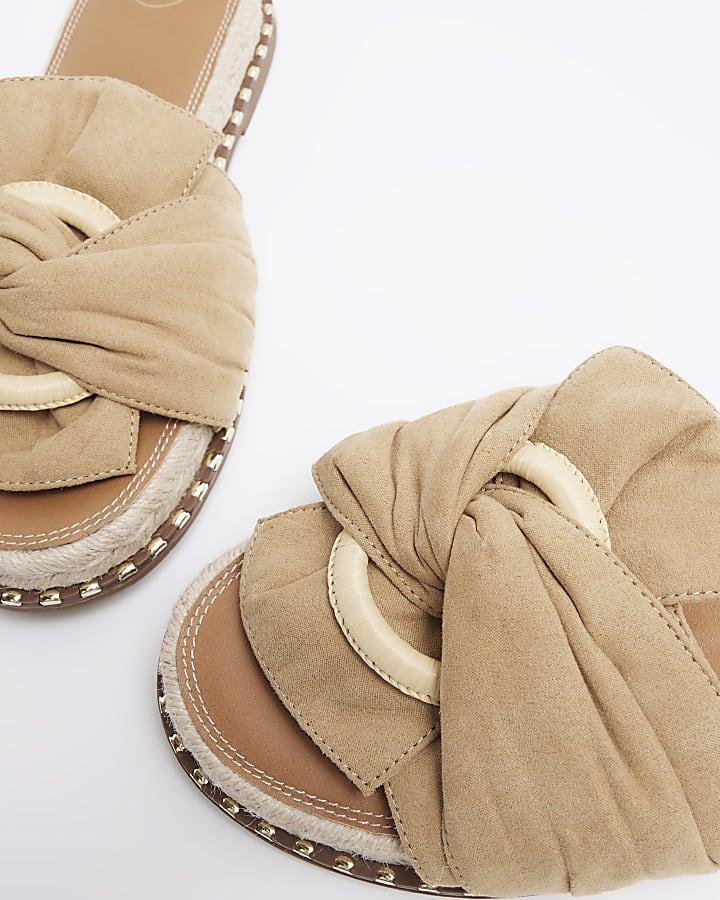 river island Beige twisted flat sandals