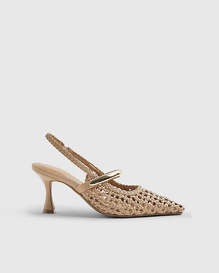 River Island Beige Woven Instep Trim Court Heels
