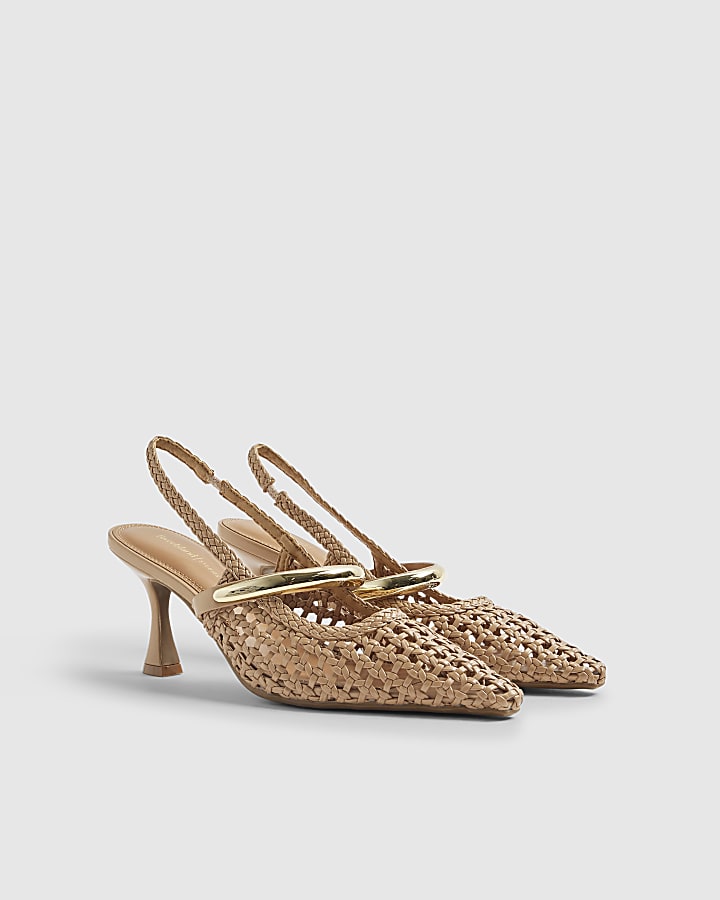 River Island Beige Woven Instep Trim Court Heels