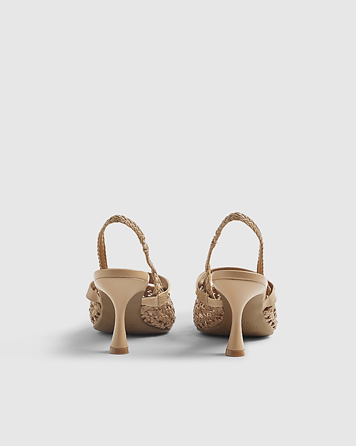 River Island Beige Woven Instep Trim Court Heels