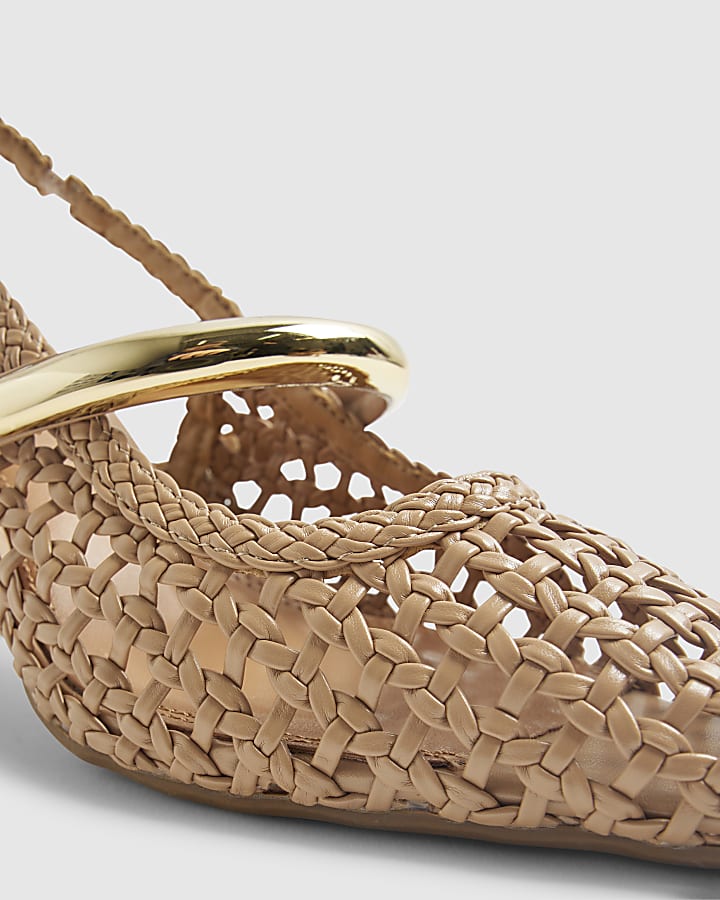 river island Beige Woven Instep Trim Court Heels