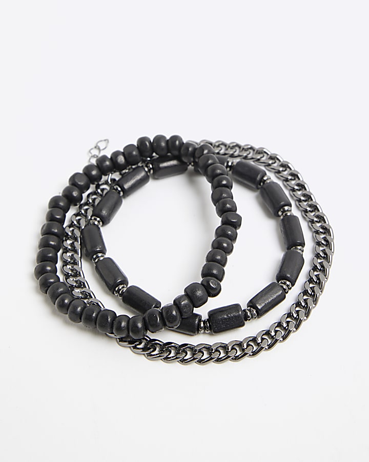 River Island Black 3 Pack Chain Bracelets