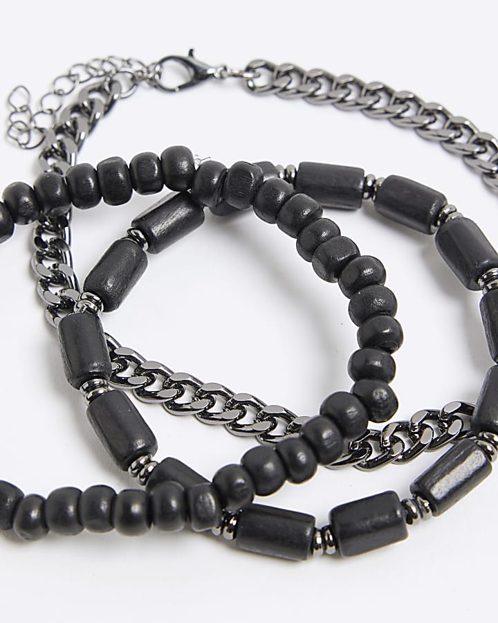 river island Black 3 Pack Chain Bracelets