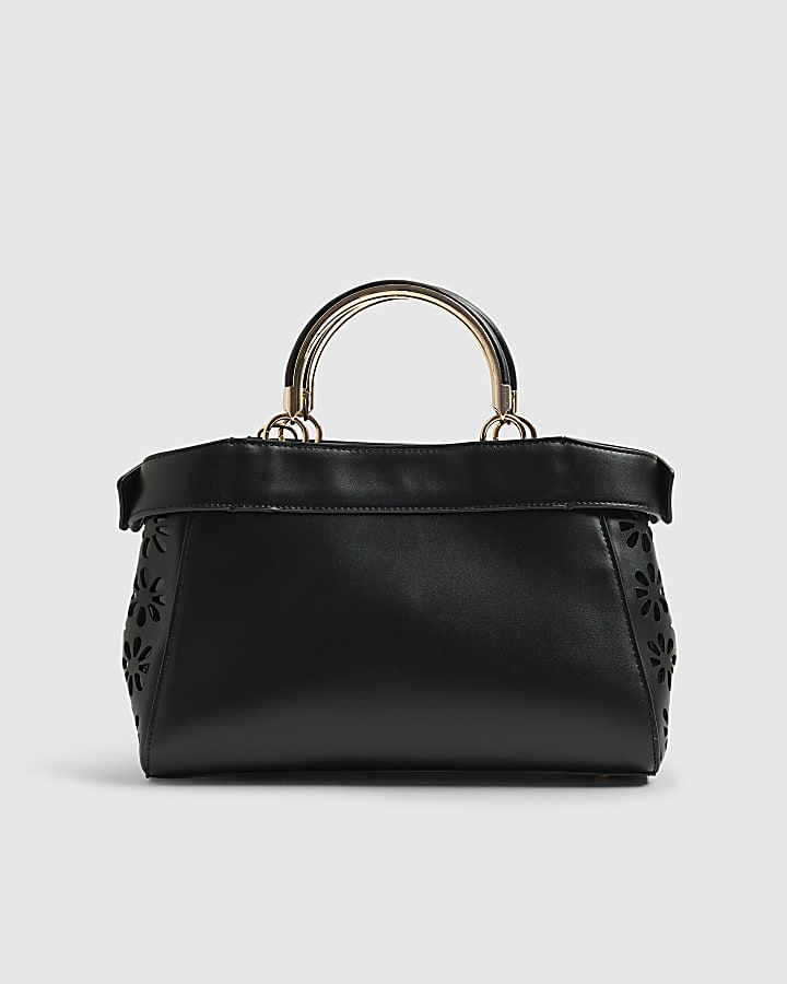 River Island Black 3D Floral Laser Cut Tote Bag
