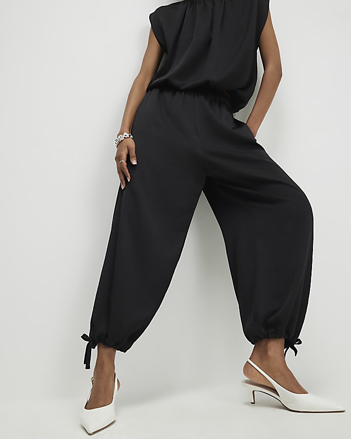 River Island Black Adjustable Balloon Leg Trousers