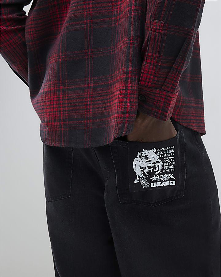 River Island Black Baggy Fit Washed Jeans