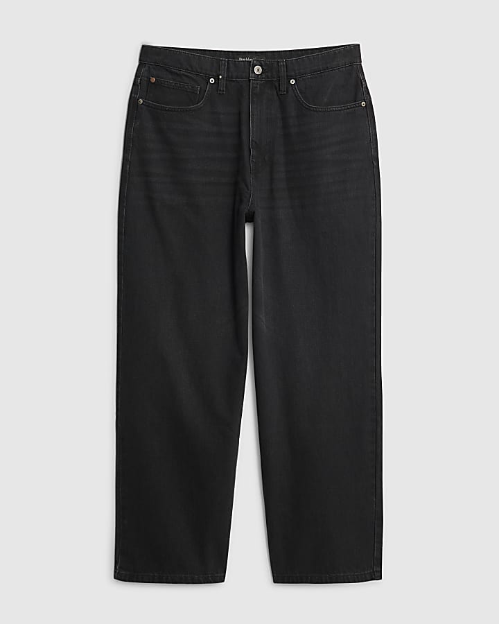 river island Black Baggy Fit Washed Jeans