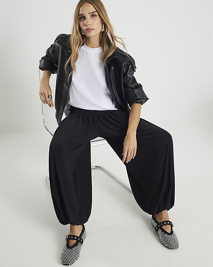 River Island Black Balloon Leg Trousers