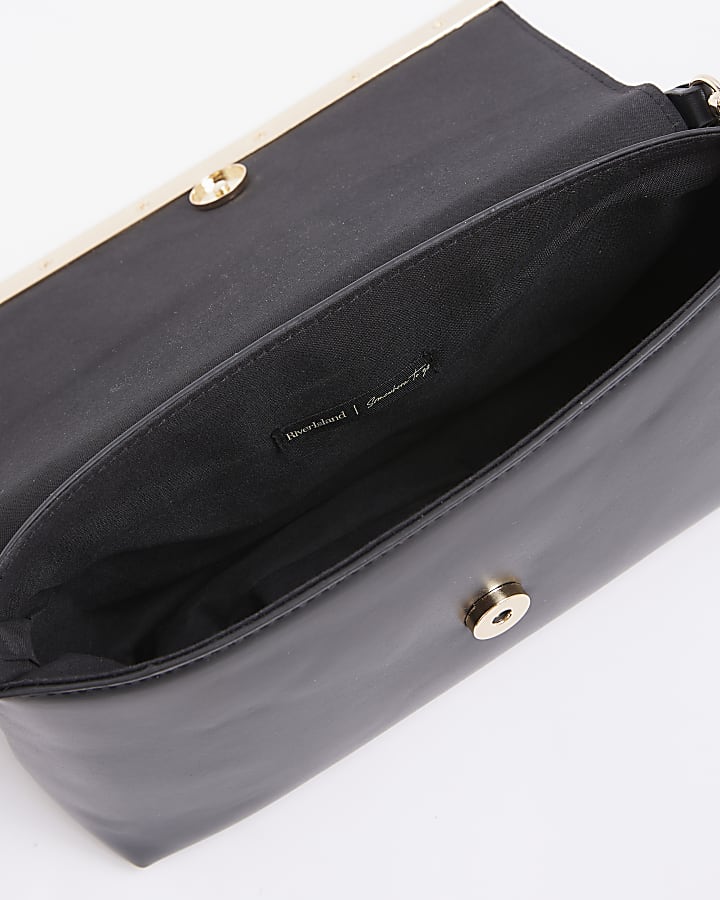 river island Black Bar Front Clutch Bag